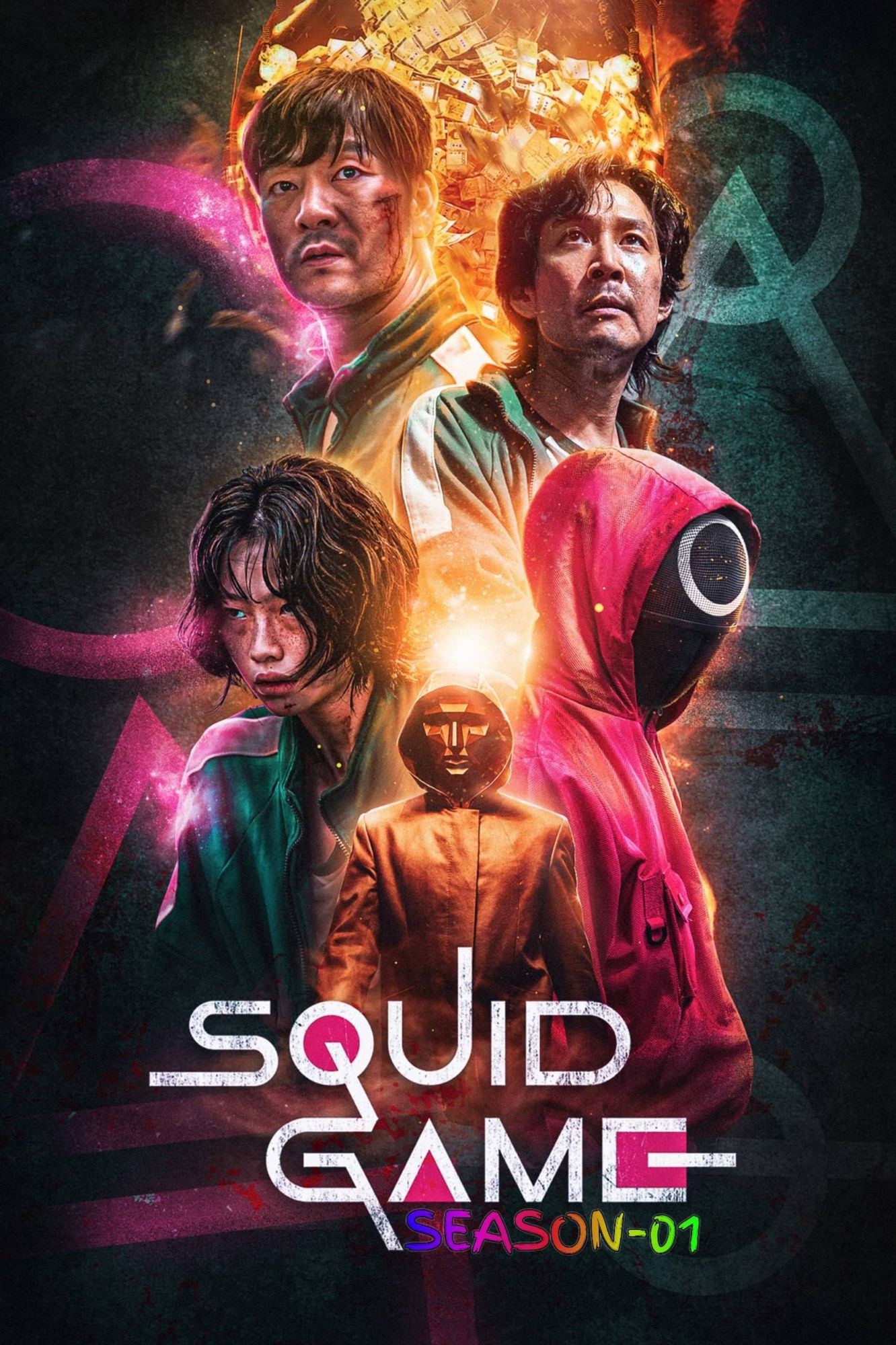 Squid Game S01 (2021) (Hindi + English) Dual Audio Completed Web Series Poster